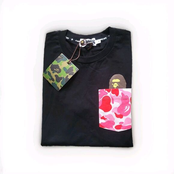 Bape A Bathing Ape men's Black Short Sleeves Crew Neck T-shirt  Size S - Picture 2 of 9
